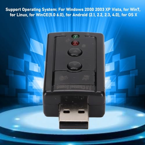 7.1 Channel Sound Card USB 2.0 Pure Digital Sound Output Microphone Ports Audio Upgrade External Sound Audio Adapter Computer Use
