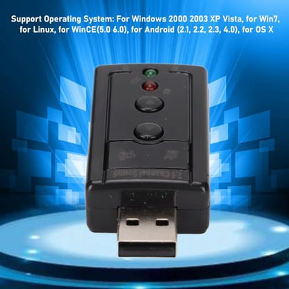 7.1 Channel Sound Card USB 2.0 Pure Digital Sound Output Microphone Ports Audio Upgrade External Sound Audio Adapter Computer Use