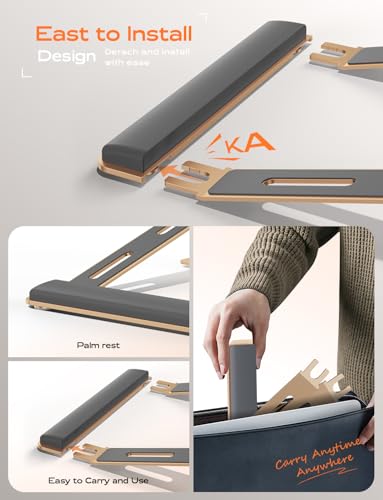 LOXP Laptop Stand for Desk, Laptop Stand with Wrist Support, Ergonomic Detachable Laptop Riser, Mount, Holder Notebook Computer Stand for MacBook Air Pro, HP, Dell, XPS, HP (10-17") Laptops - Gold | Removable Notebook Stand Ventilated Cooling Computer Ris