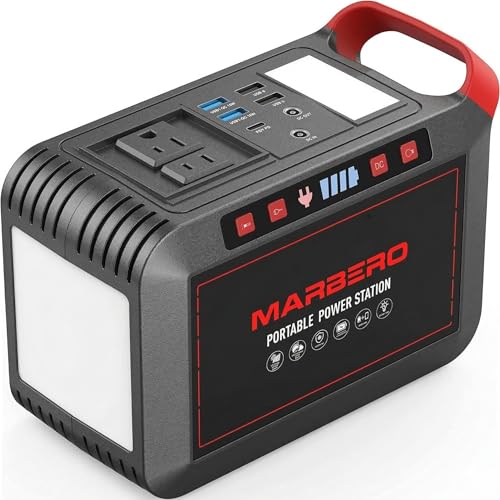 Portable Power Station 300W MARBERO 237Wh Camping Solar Generator Backup Lithium Battery with Pure Sine Wave 110V AC Outlet, USB C, USB A, DC for Outdoors Camping CPAP Home Blackout Emergency | Backup Lithium Battery with Pure Sine Wave 110V AC Outlet, US