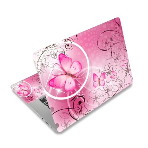 Laptop Skin Sticker Decal,12" 13" 13.3" 14" 15" 15.4" 15.6" Laptop Skin Sticker Protector Cover for Toshiba Hp Samsung Dell Apple Acer Leonovo Sony Asus Laptop Notebook (Pink Butterflies & Flowers) - color: Pink Butterflies & Flowers