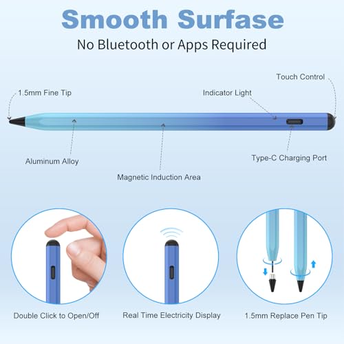 COO Universal Active Stylus Pen for iOS, Android & Samsung Touch Screens | Smart Digital Stylus for Lenovo/Vivo/Mi/HUAWEI Tablets, iPhone/Samsung/Pixel Phones for Drawing, Gradient Blue - color: Gradient Blue