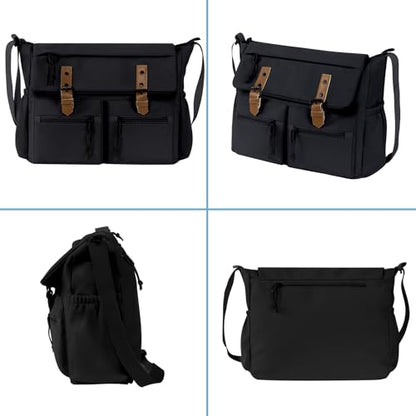Travel Messenger Bag for Women Men: Durable Canvas Crossbody Handbag with Adjustable Strap Lightweight Laptop Purse