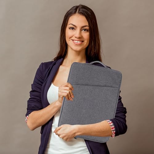 Operitacx Shockproof Laptop Bag 15.6 Inch Sturdy Tablet Carrier Sleeve with Handle Dark Gray Protective Case for Business Travel