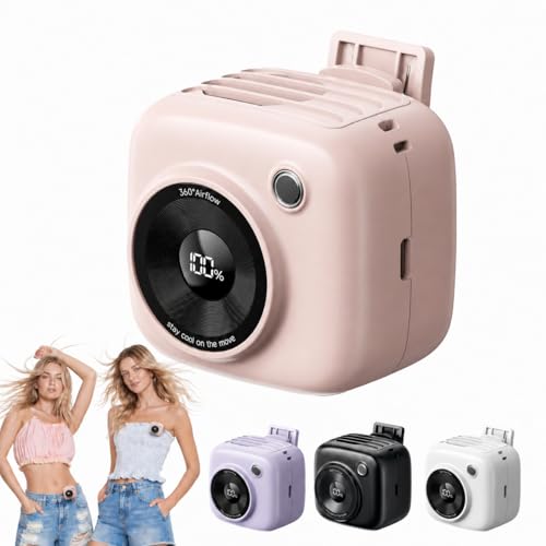 Portable Waist Fan, Rechargeable Wearable Fan w/ LED Display, 3 Speeds, 3000mAh Battery, 10H Runtime, Mini Turbo Airflow, Clip on Belt/Shirt/Hat,Travel Essentials Gift for Women,Makeup,Concert -1 PACK - color: Pink-1 Pack