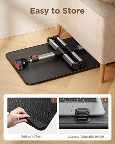 SAIJI Laptop Bed Tray Table, Adjustable Home Office Standing Desk Portable Lightweight Foldable Lap Desk for Sofa Couch Floor Working Studying Reading Writing Eating,Fit Up to 17" Laptop(Large，Black) | Adjustable Standing Desk Foldable for Sofa Couch Floo