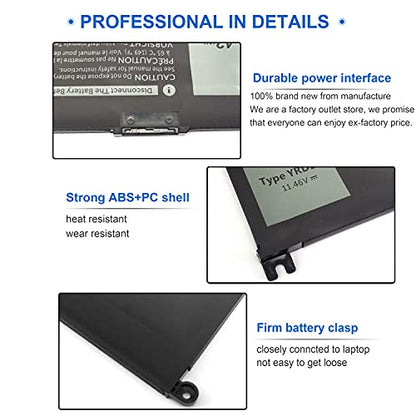 42Wh YRDD6 1VX1H Battery for Dell Inspiron 5482 5485 7586 3583 5491 5591 5481 3310 2-in-1 5593 5584 3493 3593 3793 5480 3582 5581 5590 3584 5493 5585 5594 5598 3501 P93G001 VM732 Vostro 3491 5490 - size: YRDD6