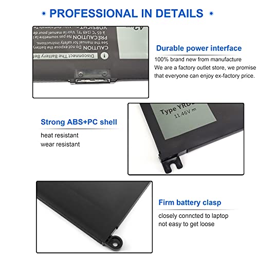 42Wh YRDD6 1VX1H Battery for Dell Inspiron 5482 5485 7586 3583 5491 5591 5481 3310 2-in-1 5593 5584 3493 3593 3793 5480 3582 5581 5590 3584 5493 5585 5594 5598 3501 P93G001 VM732 Vostro 3491 5490 - size: YRDD6