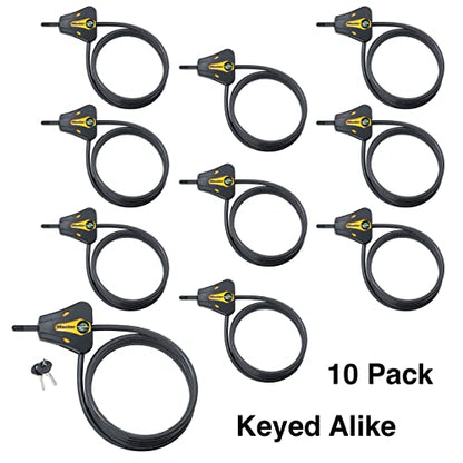 Master Lock - Keyed Alike Trail Camera Python Adjustable Cable Locks w/20 Keys, Model# 8419KA-10 - size: 10 Pack