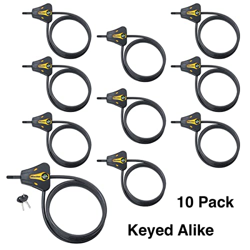 Master Lock - Keyed Alike Trail Camera Python Adjustable Cable Locks w/20 Keys, Model# 8419KA-10 - size: 10 Pack
