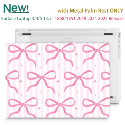 Case for Surface Laptop 5/4/3 13.5", Bows-Stripe | Hard Shell Case with Keyboard Cover & Screen Protector. Fits Surface Laptop 5/4/3 13.5" Metal Palm Rest Models 1951/1868. - color: Bows-Stripe