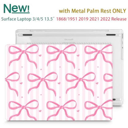Case for Surface Laptop 5/4/3 13.5", Bows-Stripe | Hard Shell Case with Keyboard Cover & Screen Protector. Fits Surface Laptop 5/4/3 13.5" Metal Palm Rest Models 1951/1868. - color: Bows-Stripe