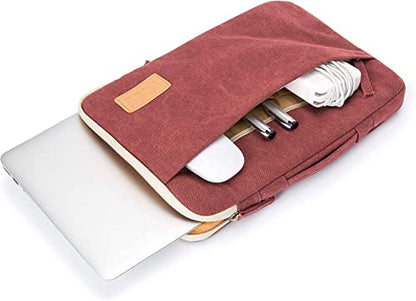 Kinmac 360° Heavy Duty Protective Laptop Sleeve Case Bag Cover with Handle for MacBook Air 13 inch,iPad Pro 13 inch and 13.3 inch HP,Dell,Lenovo,Asus,Acer Laptop (Wine Red Canvas) - color: Wine Red, size: 12 inch-13.3 inch