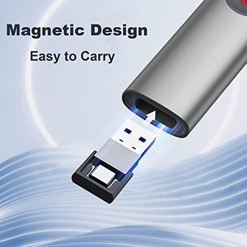 Rechargeable Hyperlink Presentation Clickers for PowerPoint, USB-C/A Presentations Power Point Remote Clicker, Wireless Presenter Remote for Computer/Mac/PPT/Google Slide Advancer - style: Metal 01 Red Laser