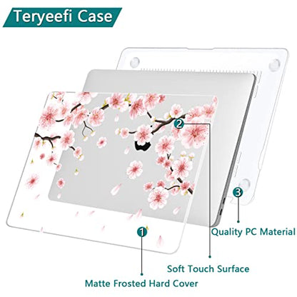 Teryeefi New MacBook Air 13 Inch Case 2021 2020 2019 2018 Release A2337 M1/ A1932/A2179 with Retina Display Touch ID, Floral Hard Plastic Shell Case and Keyboard Cover,Cherry Blossoms - color: Cherry Blossoms