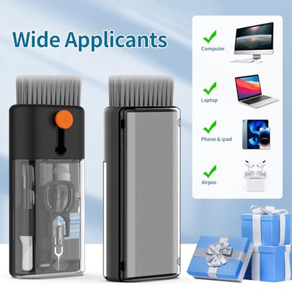 Keyboard Cleaner Laptop Cleaning Kit - Computer Tech Cleaning Brush, Electronic Screen Cleaner Spray and Wipe with Multi-Function Cleaning Tool for MacBook, Tablet, iPhone, Earbuds, Camera, Gaming - color: Black