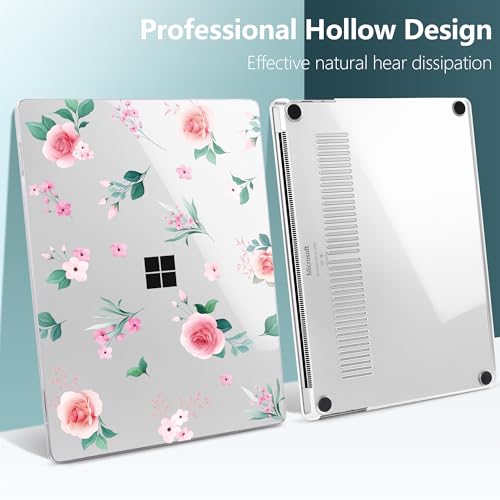 Batianda Case for Microsoft Surface Laptop 13 inch 2025 2026, Peach Rose | Fits Model 2095, Artistic Patterns Ultra-Slim Lightweight Scratch-Resistant Hard Shell with Professional Protection - color: Peach rose