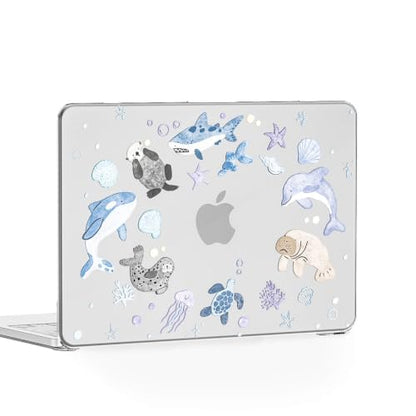 Feams for MacBook Neo 13 Inch Case 2026 A3404, Stylish Protective Clear Case Hard Shell Transparent Cover for MacBook Neo 13 Inch 2026 (A18 Pro Chip) with Keyboard Cover, Ocean Creatures - color: Ocean Park