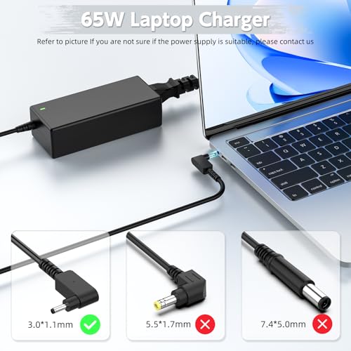 ROLADA 65W Laptop Charger for Acer, 3.0x1.1mm Small Tip, 8.8ft Cord | 65W, 3.0x1.1mm tip. Snug fit clip prevents falling out. Compatible with select Acer laptops. NOT for Aspire A514-52.