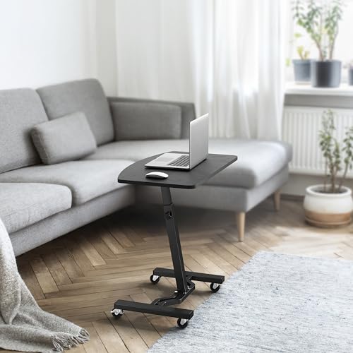 SHW Mobile Height Adjustable Laptop Rolling Cart with Height Adjustment from 28" to 33", Black - color: Black
