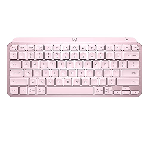 Logitech MX Keys Mini Minimalist Wireless Illuminated Keyboard - Rose | Minimalist, wireless, illuminated, compact, backlit, USB-C, compatible with macOS, iOS, Windows, Linux, Android, metal build - color: Rose, style: MX Keys Mini