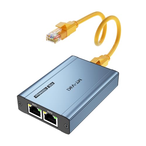MT-VIKI Upgraded POE Ethernet Splitter - 1 to 3 1000Mbps, No Power Supply Required, Dual RJ45 Splitter for Cat5e/6/7/8 Cable, Compatible with POE IP Camera, Switch and More - size: 1 to 3 POE