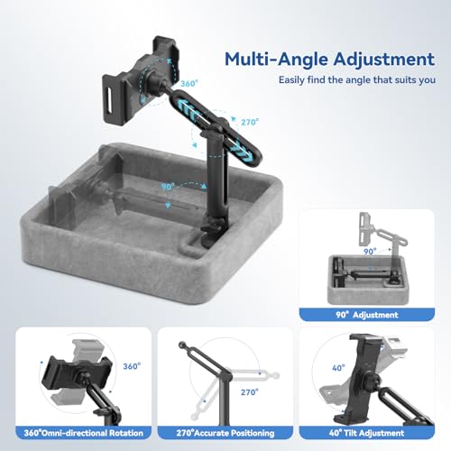 KDD Tablet Pillow Stand - Multi-Angle Adjustable iPad Holder for Lap, Bed and Desk - Foldable Kindle Soft Pad Dock with Storage Tray Compatible with iPad Pro 12.9, Air Mini, Phone, E-Reader