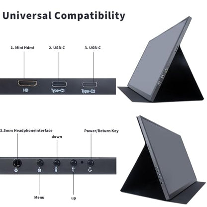 18.5 Inch Large Portable Monitor for Laptop, 120Hz IPS FHD 1080P USB-C HDMI Display with Sleeve Case VESA Mountable, 100% sRGB, Ultra-Slim Second Screen for PC/PS5/Switch – Built-in Speaker - size: 18.5''