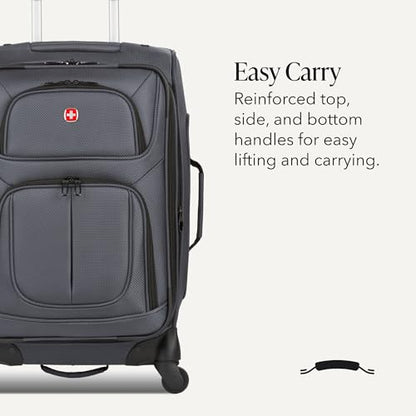SWISSGEAR Sion Carry-On Spinner Luggage, Softside Expandable, Lightweight Suitcase, Dark Grey, 22.75-Inch - color: Dark Grey, size: Carry-On