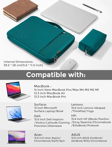 DOMISO Laptop Case Laptop Sleeve Cover for 16 inch MacBook Pro M4/M3/M2/M1 Pro/Max A3403 A3186 A2991 A2780 A2485 A2141,Compatible with 15.6 inch HP Lenovo Dell XPS 16 with Small Case,Turquoise - color: Turquoise, size: 15.6 inch
