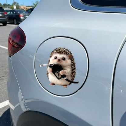 Animal Car Fuel Tank Sticker Decal, Funny Vinyl Automotive Fuel Lid Sticker, Self-Adhesive Water-Resistant Vehicle Exterior Body Decal Decoration for Cars, Trucks, SUVs, Laptops(Hedgehog) - size: Hedgehog