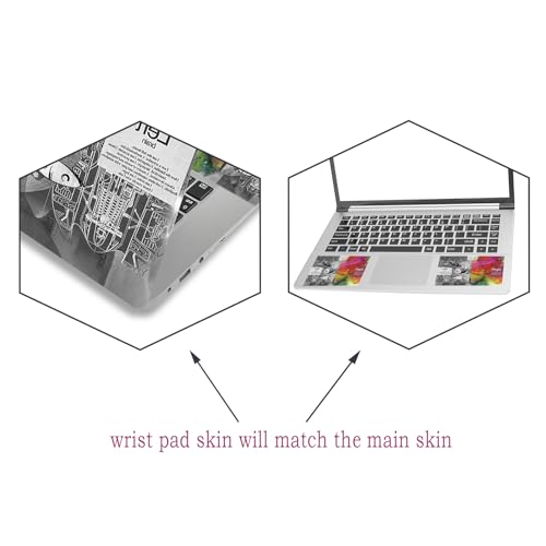 Laptop Decal Sticker Skin Cover, 11.6”12" 13" 13.3" 14" 15" 15.4" 15.6 Laptop Netbook Vinyl Skin Sticker Cover Art Notebook PC Protector (2 Wrist Pad Included), Removable Reusable, Right & Left Brain - color: Right & Left Brain