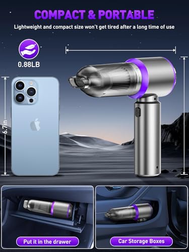 Vacuum/Air Duster 80,000RPM Super Power Mini Car Vacuum Cleaner | 4-in-1 air Blower Gun Air Duster & Air Blower & Pump Hand Electric air Duster Handheld dust Blower Blower Cordless
