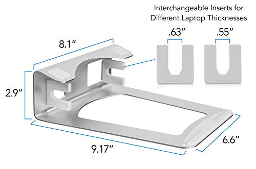 Mount-It! Vertical Laptop Stand for Desk, 2-in-1 Aluminum Laptop Holder & Angled Riser for 11–15 Inch Laptops, Space-Saving Laptop Dock for External Monitor Setup, Silver