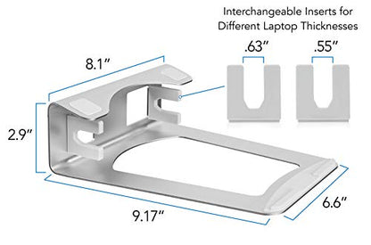Mount-It! Vertical Laptop Stand for Desk, 2-in-1 Aluminum Laptop Holder & Angled Riser for 11–15 Inch Laptops, Space-Saving Laptop Dock for External Monitor Setup, Silver