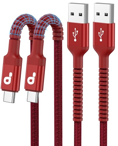 USB to USB C Cable 3A Fast Charging [2 Pack, 6FT], USB A to USB C Charger | Cord Upgraded Extra Durable Braided USBC Cable Compatible with iPhone 17 16 15 Pro Max,Samsung Galaxy S10 and More-Red - color: Red, size: 6FT, style: USB A to USB C