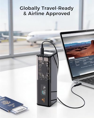 ZOUPW 140W Portable Power Bank, Portable Power Station with 100W AC Outlet | 27000mAh TSA-Approved Capacity, 140W USB-C Output, 160W Total Output and 5-Port Fast Charging for Laptops