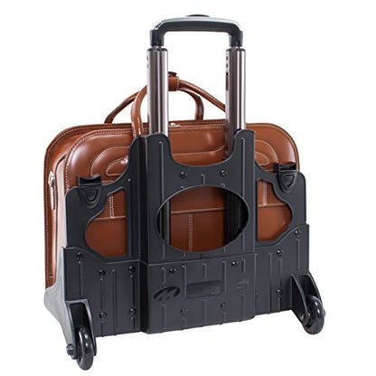 McKlein WILLOWBROOK, 17" Leather Detachable -Wheeled Ladies' Laptop/Computer & Tablet Business Briefcase Bag/Women's Rolling Overnight Travel Bag, Removable trolley case - color: Brown, size: 18"x8.75"x14.5"