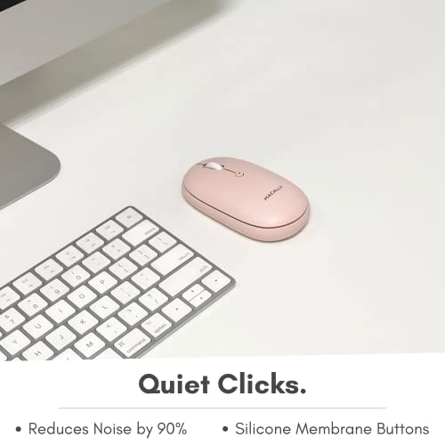 Macally Wireless Bluetooth Mouse - Quiet, Comfortable, Rechargeable for MacBook Air/Pro, Mac, iMac, Apple iPad - Computer Wireless Mouse for Laptop, Windows PC Desktop - Pink - color: Pink