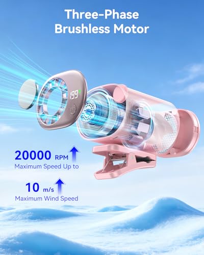 Clip-On Portable Fan with Ice Cooling, 20000 RPM Rechargeable Handheld Turbo Fan, 360° Rotating Detachable Clip, Mini Stroller Fan for Baby, Compact Travel Essentials, Summer Gifts for Women,Pink - color: Pink