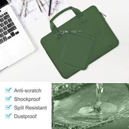 Hseok Laptop Sleeve 13.3-14 inch Case with Small Pouch, Neoprene Computer Bag Compatible with MacBook Neo/Pro 14 M5/M4/M3/M2/M1, Mac Air/Pro 13.3, XPS 14 and Most 13-14 inch Notebooks,Olive Green - color: Olive green, size: 13"-14"