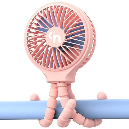 WiHoo Portable Stroller Fan, 11H Ultra-long Battery Life 3 Speed 360°Rotate, USB Rechargeable or Battery Operated Cooling Clip On Personal Fan for Baby Crib Travel Car Seat Pink - color: Pink