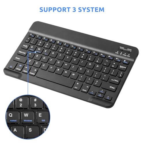Rechargeable Keyboard Wireless Ergonomic Compact Wireless Lightweight | Ultra Slim Compact Keyboard for Smartphones Tablet Laptop PC - color: Black