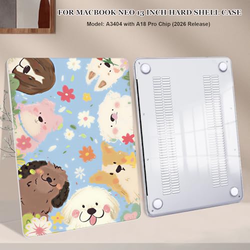 Compatible with MacBook Neo 13 inch Case 2026 (Model A3404), Printed Pattern Hard Shell Laptop Case with Keyboard Cover & Screen Film, Slim Plastic Protective Cover, Cute Dogs - color: Cute Dogs