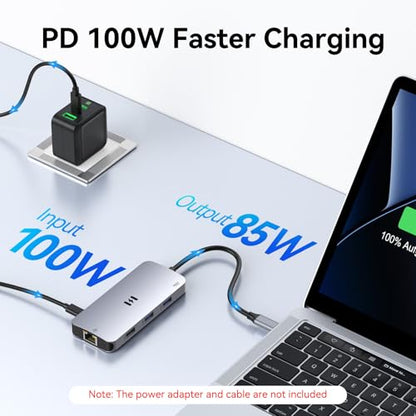 USB C Adapters for MacBook Pro/Air, Selore 9 in 1 USB C Hub with 4K HDMI, 3 * 5Gbps USB 3.1 GEN1 Port, 1Gbps Ethernet, 100W PD, 1*USB 2.0 dongle for Dell, HP and More | 4K@60Hz HDMI, 100W PD, 5Gbps USB-A&USB-C 3.1, Gigabit Ethernet, SD/microSD for MacBook