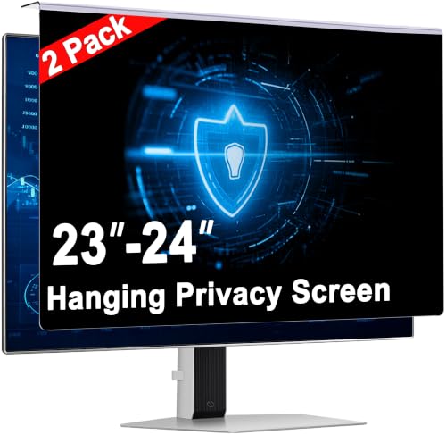 2 Pack 24 Inch Privacy Screen for Monitor, Hanging Anti Spy Screen Filter for 23.6 to 23.8 Inch 16:9 Widescreen Monitor, Removable Blue Light Reduction Protector for Office - color: 23 - 24 Inch (Diagonal), size: [2 Pack]
