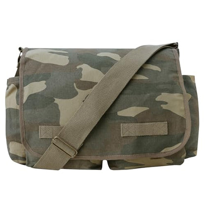 Rothco Classic Canvas Messenger Bag | Durable Canvas Shoulder Bag, Crossbody Designed For EDC, Travel, Commuting, Organized Storage And Dependable Carry - color: Woodland Camo