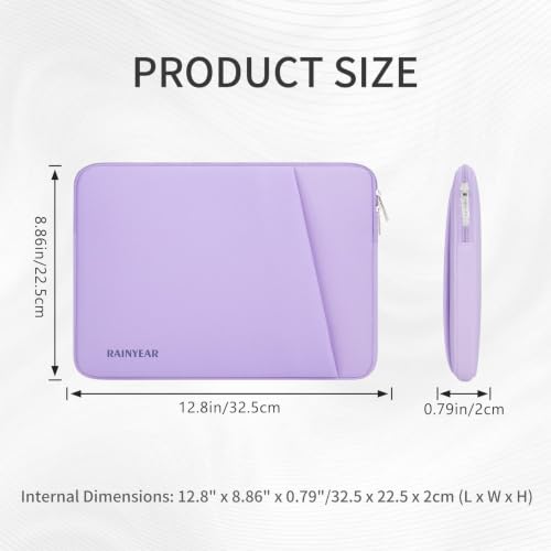 RAINYEAR Laptop Sleeve Case with Front Pocket, 11-13 Inch Protective Portable Case Laptop Carrying Bag Cover Compatible with 13.3 Inch MacBook Air/Pro, MacBook Neo A18, HP, Dell, Lenovo, Acer, Purple - color: Purple, size: 11-13 inch
