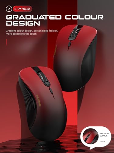 RAPIQUE Bluetooth Wireless Mouse - Dual Bluetooth & 2.4 GHz USB Receiver, Comfortable Grip, Quiet Clicks, Low Power - Multi-Device Compatibility for Laptop, Computer, iPad, MacBook (Gradient Red) - color: Gradient Red