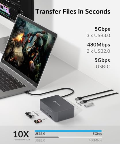 AV Access KVM Switch USB C Docking Station Dual Monitors for 2 Computers | 1G Ethernet, EDID, 4K60Hz, 5xUSB 3.0 Hub, Audio, SD, 60W Charging for Dell, HP, Lenovo Laptop, for Home Office - style: All-aluminum alloy body(iDock C10)